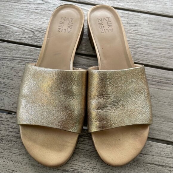 Naturalizer Shoes - Naturalizer Mason  Gold Leather Womens Slide Sandals Size 11